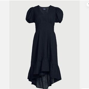 Chic Black High-Low Dress with Puff Sleeves